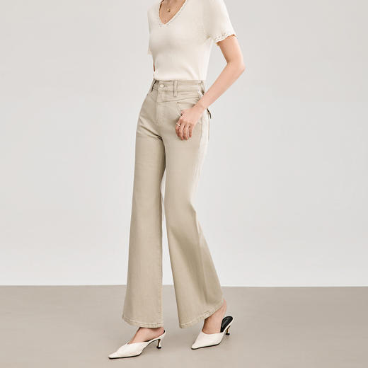 「高货wl」全新升级【铂金会员275/天猫369/差价94】(40253)洛诗琳老钱风复古天丝棉牛仔裤2026春季新款直筒显瘦微喇裤 商品图0