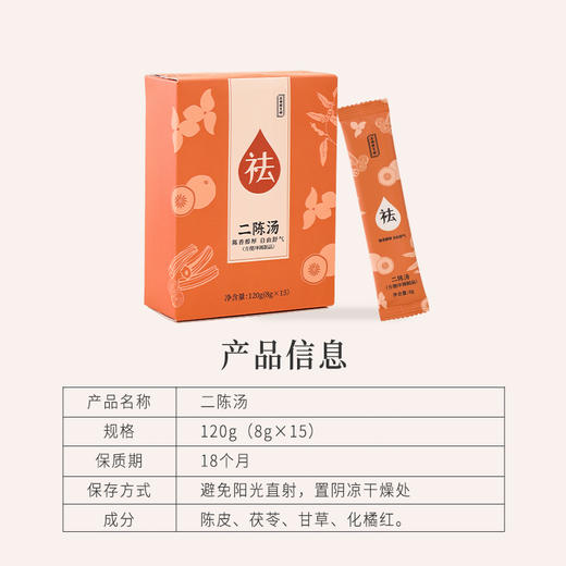 正安 二陈汤和中气畅体态轻盈 经典古方 陈皮橘红茯苓甘草 120g（8g×15）/盒 商品图13