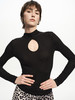 TR她热 随性绽放 黑色燕麦色飘带天丝羊毛复古显瘦镂空打底衫上衣 商品缩略图4