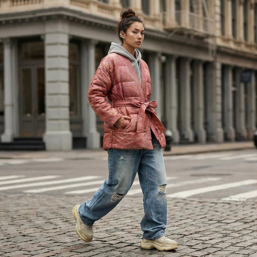 NANSONGSILK/NS新中式时尚V领系带显瘦保暖鹅绒服547143南宋 商品图3