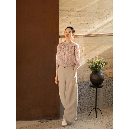 牧衣游原创进口Liberty印花棉衬衫春季新款粉色碎花气质小衫 植愈 商品图3