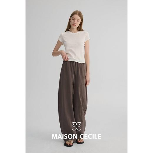 MAISON CECILE 五色|天丝醋酸肌理感踩筋设计显瘦抽绳弧形裤 商品图3