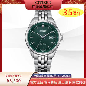 西铁城日本官方正品休闲商务夜光显示钢带防水光动能手表男BM7569-89X