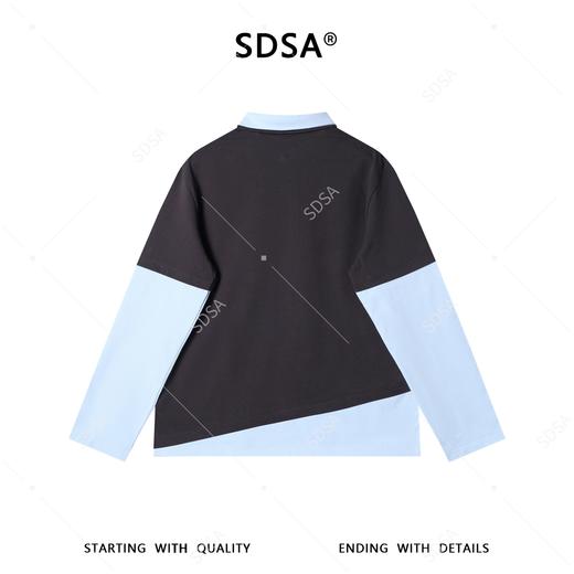 26013SDSA男装2026新款高贵轻奢潮牌简约拼接撞色半纽扣翻领长袖T恤 商品图5