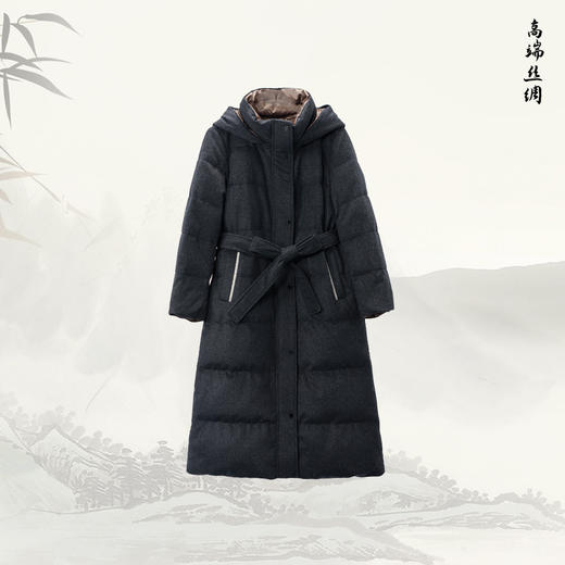 NANSONGSILK/NS羊毛连帽宽松保暖舒适百搭长款鹅绒服547119南宋 商品图5