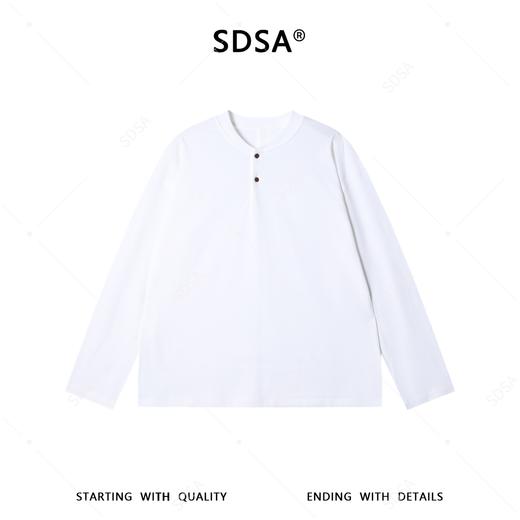 OAS2852SDSA男装2026新款高贵轻奢韩版百搭纯色开领散边长袖T恤时尚简约 商品图1