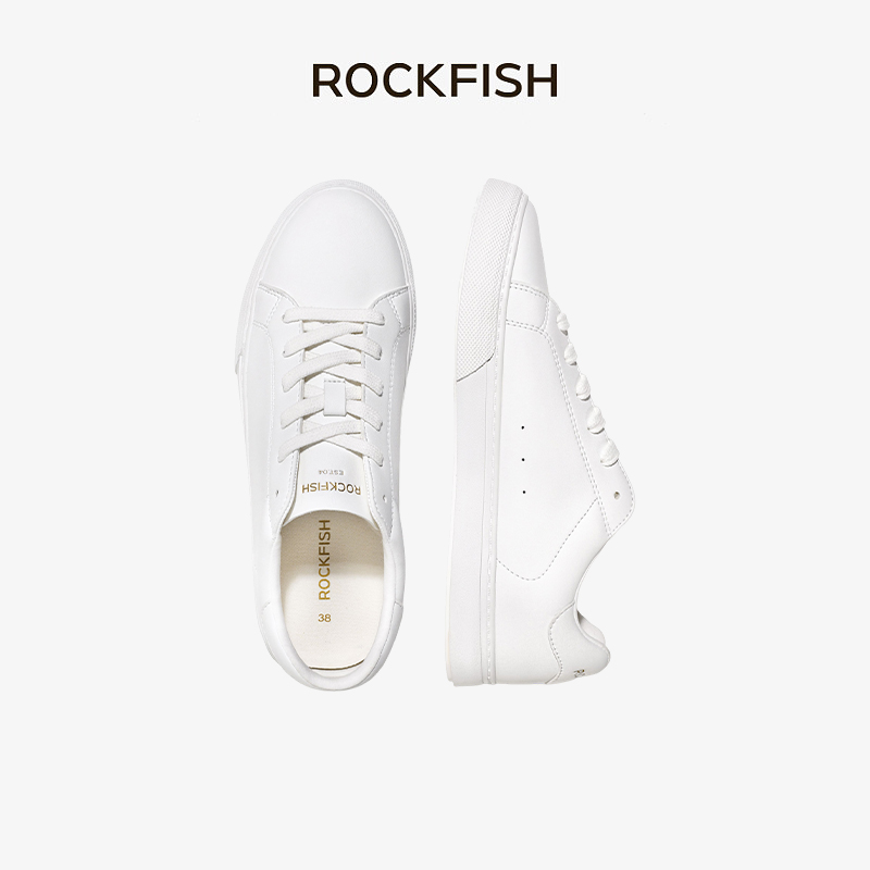 Rockfish英国775不怕湿皮面云朵软糯平底休闲鞋小白鞋