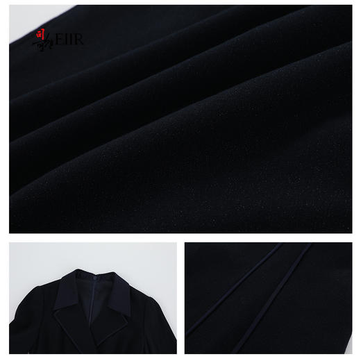 司歌V领风衣式翻领连衣裙长袖收腰端庄气质R921046X 商品图2