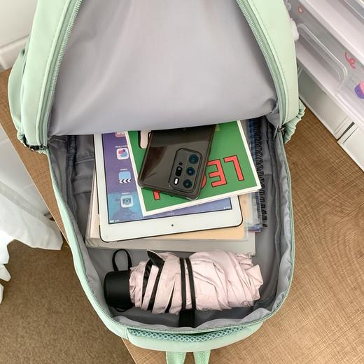 森系大容量高中大学生书包女简约百搭ins校园风双肩包女电脑背包 商品图3