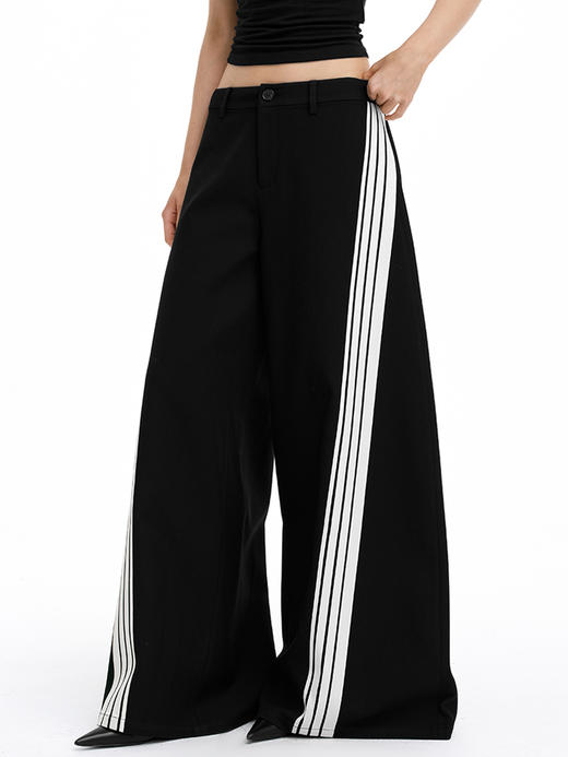 TR她热 错位摩登 黑白撞色条纹复古阔腿显瘦百搭西装裤休闲裤 商品图3