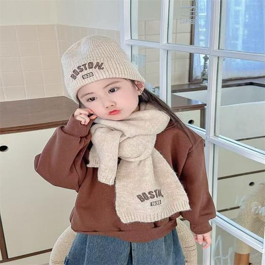 【新年款儿童帽子2件套】冬季秋冬季针织保暖套装男童宝宝女童韩版秋冬围巾毛线帽 商品图3