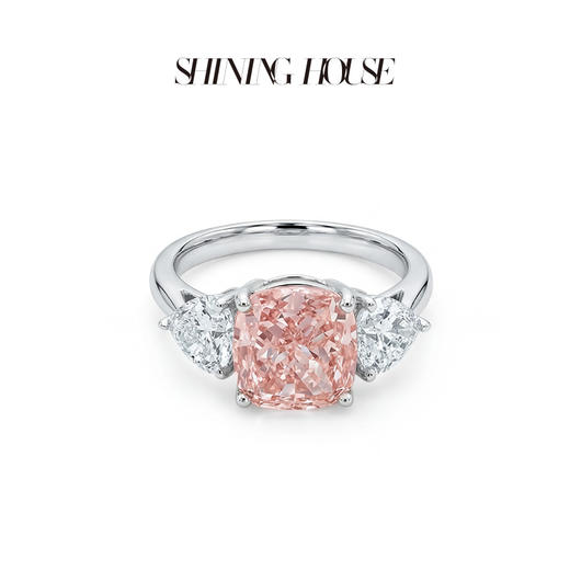 ShiningHouse[培育] 粉钻系列  18k金钻石戒指 粉钻垫形3克拉钻人工真钻人造钻石K金戒指多钻组合钻石女戒悦己送礼臻选【此商品不支持7天无理由退货退款】预计3日发货 商品图1