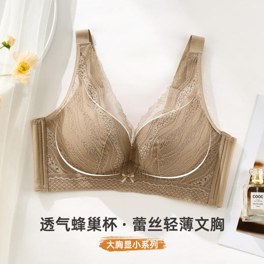 雅黛俪大胸显小显瘦内衣轻薄透气蕾丝性感提拉收副乳文胸罩 商品图1