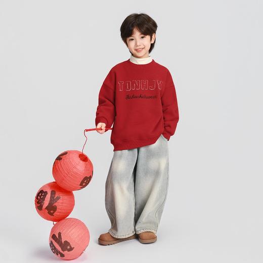 男童加绒卫衣秋冬款2025冬装新款儿童加绒加厚一体绒保暖圆领上衣 商品图1