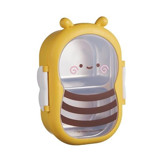 【304不锈钢双格蜜蜂饭盒】小蜜蜂上班族饭盒 卡通不锈钢便当餐盒 学生食堂专用上学盒保温分格 商品图3