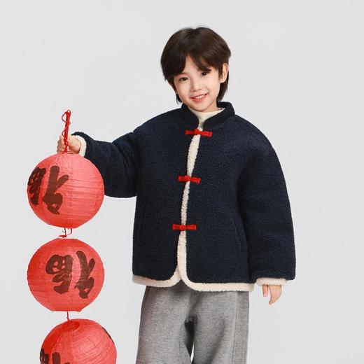 男童拜年服外套2025冬装新款秋冬款儿童男孩加厚保暖夹棉毛毛外套 商品图3