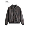HIM漢崇【商场同款】复古做旧洗褪PU皮夹克潮流痞帅机车翻领棉服 商品缩略图0
