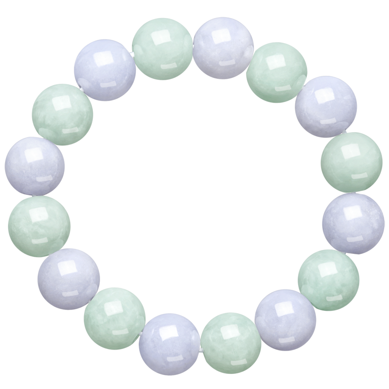 K64380-A-X009K00075215 周大福CHOW TAI FOOK 新中式春彩双色翡翠玉珠手串弹力绳玉珠子手链女K64380