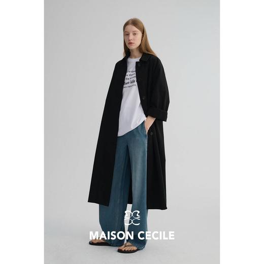 MAISON CECILE 两色|春季亚麻匹马棉松弛廓形翻领单排扣风衣外套 商品图2