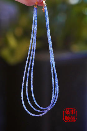 【茱事顺俪】18k黄金素面蓝宝石多层项链