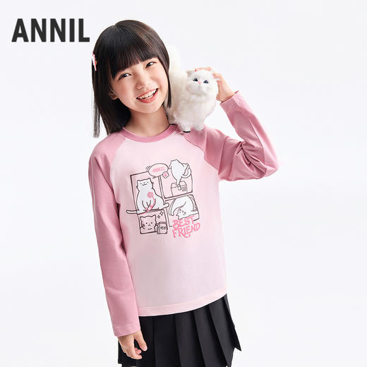 男女童圆领长袖针织衫春季新款安奈儿童装EM611744 商品图0