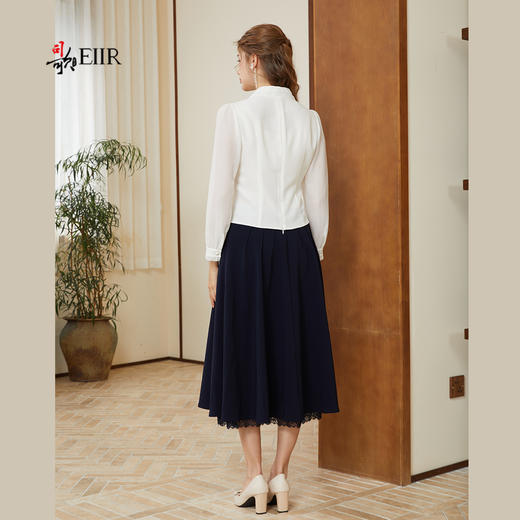 司歌翻领套头收腰长袖上衣衬衫T921245X 商品图3