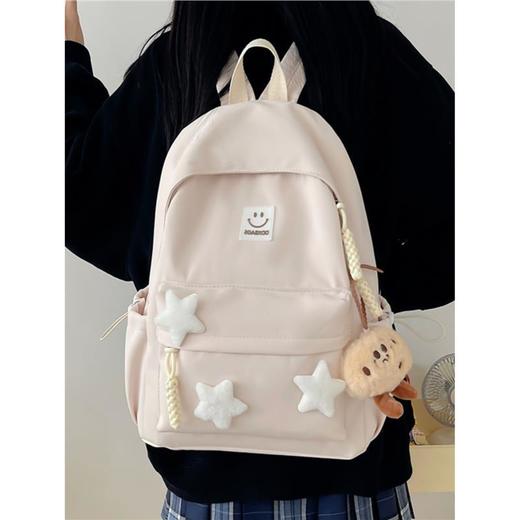 书包女生初中生小清新日系简约大容量百搭双肩包少女星星旅行背包 商品图3
