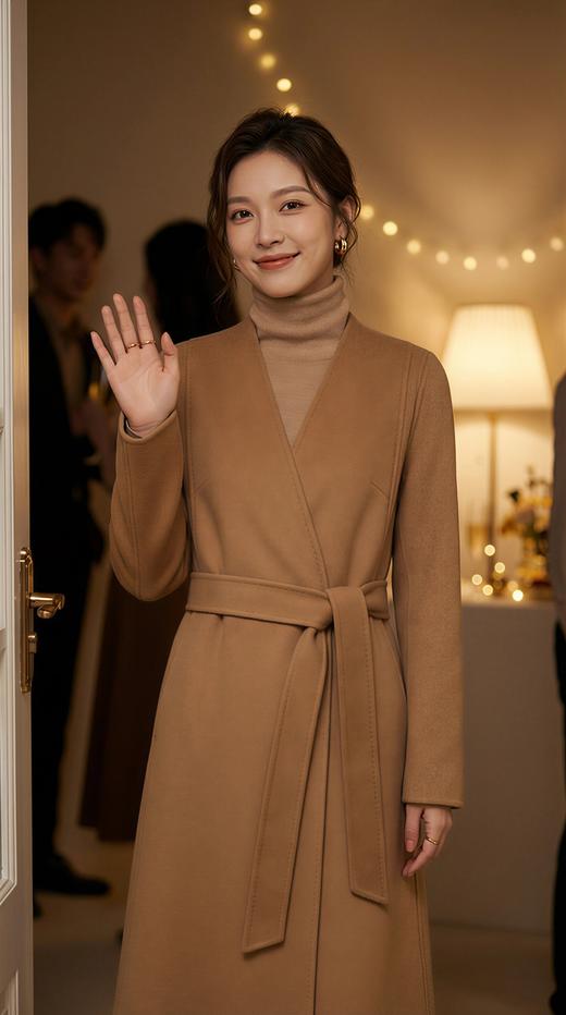 AG同款无领收腰女神款双面手工大衣（附腰带） 商品图6