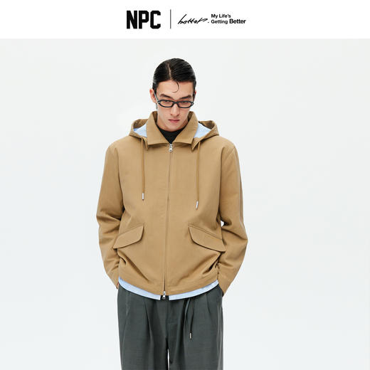 NPC潮牌棉混纺休闲连帽夹克帽子可拆卸下摆帽里条纹撞色NP5CTJ26 商品图1