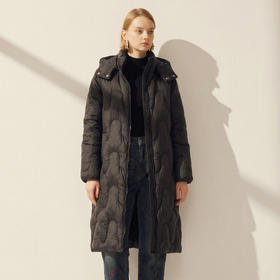 谜底中长款羽绒服女2025冬季新款简约百搭加厚鸭绒连帽257MY7865