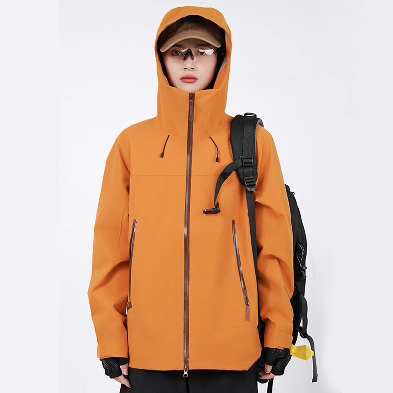 LeWalk 纯色宽松连帽拉链风,壳防风 长袖夹克外套 男女同款冲锋衣