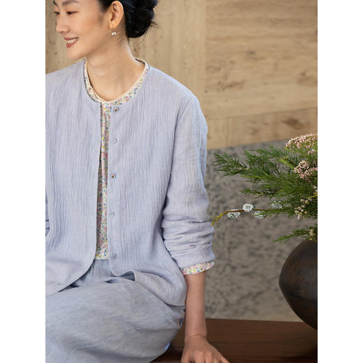 牧衣游原创 进口亚麻手工刺绣外套新款百搭通勤简约文艺开衫 春再 商品图2