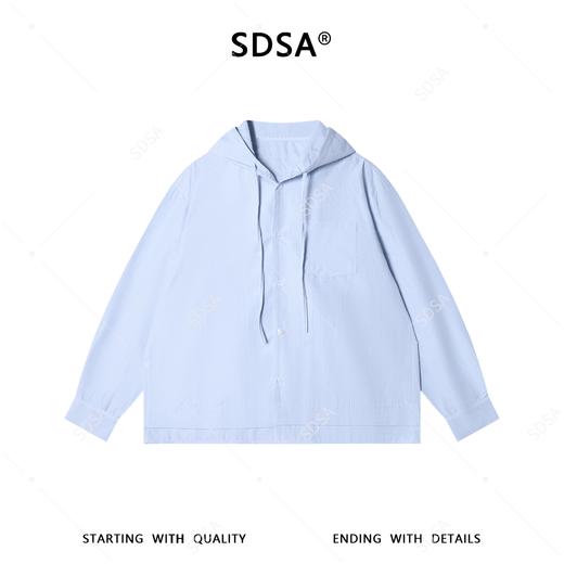 2650SDSA男装2026新款高贵轻奢韩版复古抽绳连帽衬衫百搭宽松休闲衬衣 商品图1