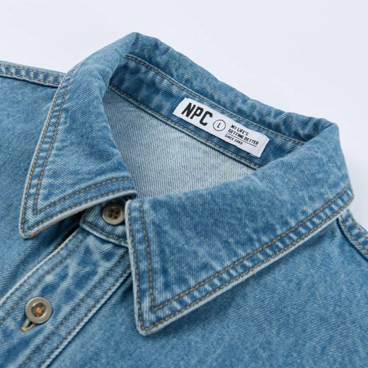 NPC潮牌100%棉做旧复古牛仔衬衫秋渐变装饰口袋炒盐工艺NP5CDC25 商品图2