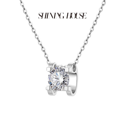 ShiningHouse[培育] 18k金钻石项链 圆钻形人工真钻人造钻石K金项链可调节简约牛头款钻石项链悦己送礼臻选【此商品不支持7天无理由退货退款】预计3日发货 商品图1