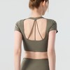 新款带胸垫v领瑜伽短袖女 外穿裸感收腹美背普拉提训练健身上衣瑜伽服BMMZ443 商品缩略图3