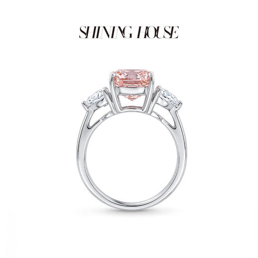 ShiningHouse[培育] 粉钻系列  18k金钻石戒指 粉钻垫形3克拉钻人工真钻人造钻石K金戒指多钻组合钻石女戒悦己送礼臻选【此商品不支持7天无理由退货退款】预计3日发货 商品图3