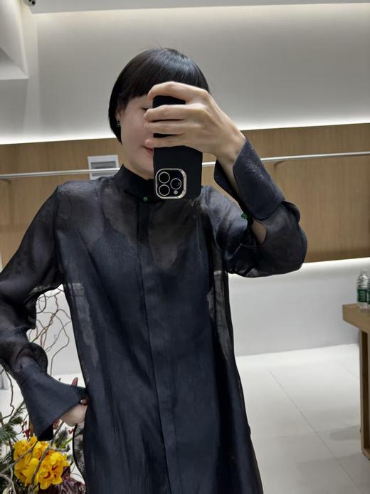 SC1F01_漆黑色_衬衫_春季_新中式立领盘扣透视感长袖_高级女装_BERNIEELEN 伯妮斯茵 商品图0