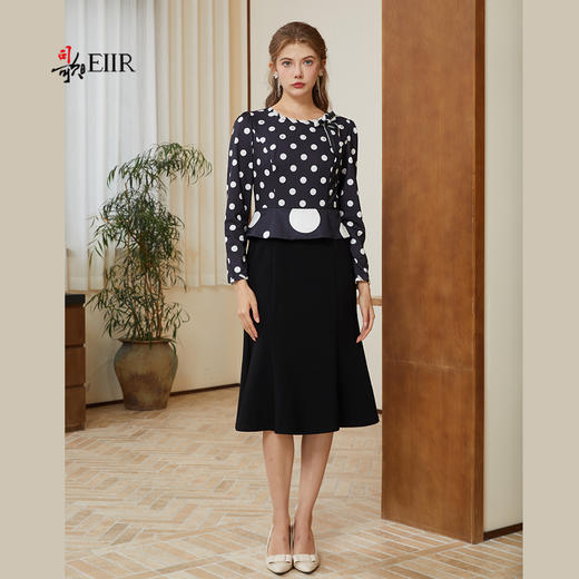 司歌波点假两件收腰鱼尾裙连衣裙A921203X 商品图4