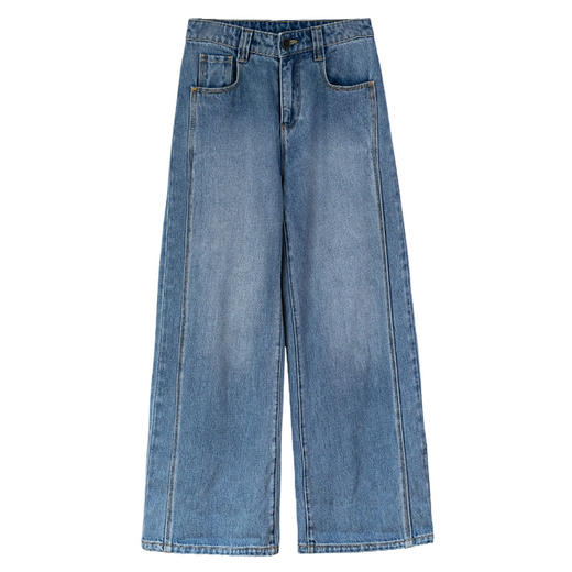 牧衣游原创 手工刺绣净色牛仔裤新款宽松经典复古百搭阔腿裤 怀远 商品图4