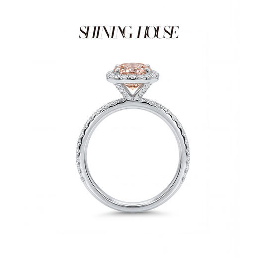 ShiningHouse[培育]  粉钻系列 18k金钻石戒指 粉钻雷迪恩形2克拉钻人工真钻人造钻石K金戒指时尚钻石女戒悦己送礼臻选【此商品不支持7天无理由退货退款】预计3日发货 商品图2