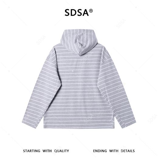 1756SDSA男装2026新款高贵轻奢韩版简约撞色条纹连帽长袖T恤百搭宽松 商品图5