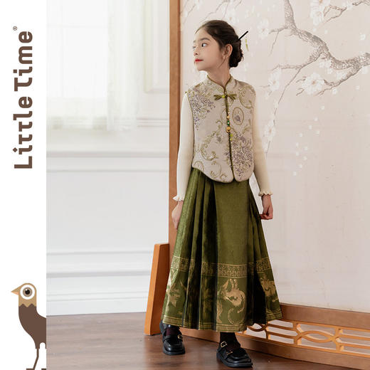 littletime女童中国风汉服套装裙2025新款小女孩新中式礼服两件套 商品图1