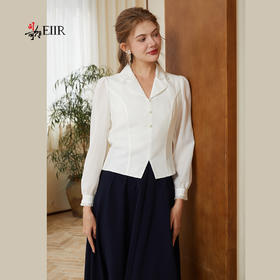 司歌翻领套头收腰长袖上衣衬衫T921245X