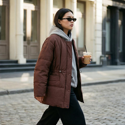 NANSONGSILK/NS羽绒服新中式进口中空纱高定90白鹅绒服2025冬新款精致收腰短款鹅绒服M1D547111S南宋 商品图6