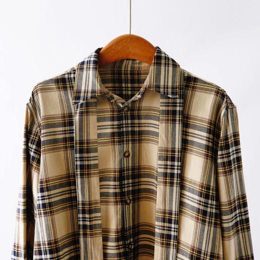 「自」全新升级【铂金会员211/天猫279/差价68】(21842)洛诗琳复古老钱时髦格纹衬衫2026春季新款气质通勤可拆卸蝴蝶结系带百搭长袖衬衫 商品图1