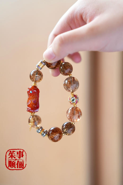 【茱事顺俪】s925银镀金黑金超七水晶手链 商品图0