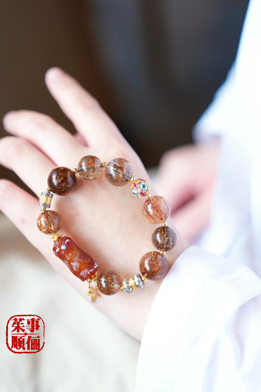 【茱事顺俪】s925银镀金黑金超七水晶手链 商品图3