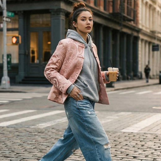 NANSONGSILK/NS鹅绒时尚气质高端盘扣圆领长袖外套547096南宋 商品图6