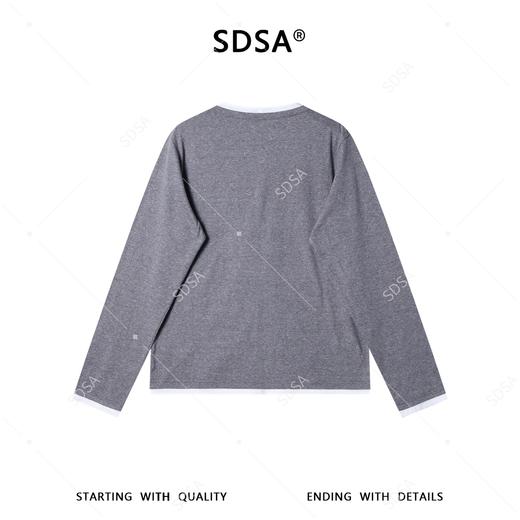 OAS2821SDSA男装2026新款高贵轻奢韩版简约拼接假两件圆领长袖T恤百搭潮 商品图4